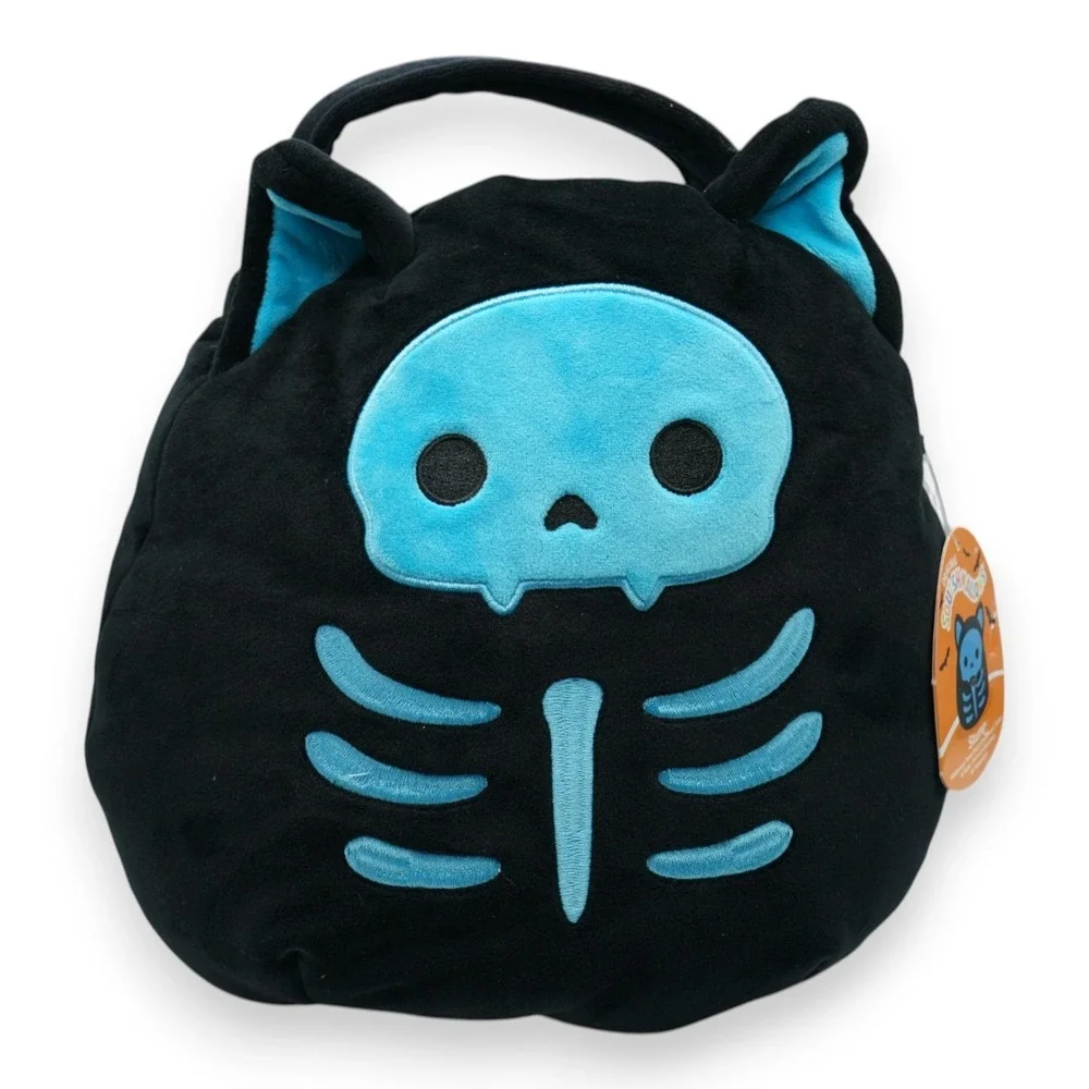 Squishmallows Original Stump the Skeleton Cat-Soft Plush Candy Bucket- Bag